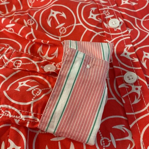 L.L. Bean Pink Nautical Stretch Cotton Shirt Size Medium - Picture 8 of 9
